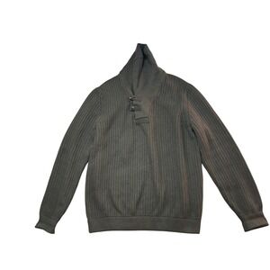 Duluth Trading High-Neck Infantry Sweater Men's‎ XL Tall Olive Green Wool Blend